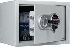 Electronic Digital Safe - Dual Entry Lock Box with 2 Override Keys - Personal Home Safe for Medicine, Jewelry, Handguns, and More by Stalwart (Gray)