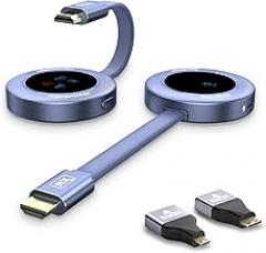 Wireless HDMI Transmitter and Receiver, HD Extender Plug & Play Portable 2.4G/5G with LED Screen Wireless HDMI Kit for Streaming Video and Audio to Monitor from Laptop/PC/TV Box/Projector