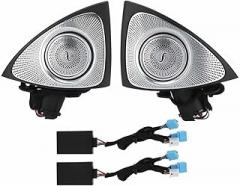 Pair 7 Color LED 3D Rotating Tweeter Speaker with LED Ambient Lighting Fit Compatible with Mercedes-Benz S-Class W222 Pre-Facelift 2014-2017