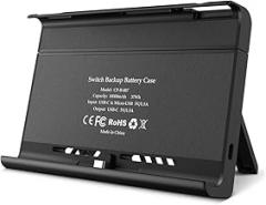 10000mAh Battery Charger Case, Compatible with Nintendo Switch & Nintendo Switch OLED Model, Portable Backup Battery Pack, Travel Power Bank, 2-Game Card Slots, Dual Type-C, Micro USB Charging Ports