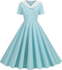 LASCBGY Women' V-Neck Short-Sleeved Double-Breasted Jumpsuit - Outfit All Seasons - XXL