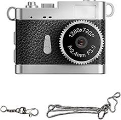 Qiilu Mini Digital Camera, 1080P Portable Retro Camera with Color Filters, LED Fill Light, 150min Continuous Taking, Intelligent Life Assistant for Daily Recording, Travel, and (Black)