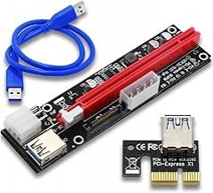 PCI-E 1x to 16x Powered USB3.0 GPU Riser Extender Adapter Card