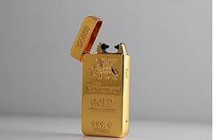 YGS Gold Lion Creative Windproof USB Charging Pulse Arc Metal Electronic Cigarette Lighter - One Lighter