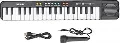37 Key Piano Keyboard for Kids Electronic Portable Music Learning Toy with 24 Songs 3 Tones 8 Rhythms Microphone USB Cable ABS Material 45x3.6x7.6cm