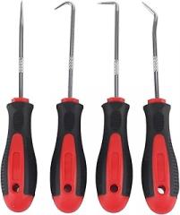 4Pcs Hook and Pick Set,Carbon Steel Pick Tool Set for Oil Seal/O Ring Seal Remove Hoses and Gaskets, Auto and Electronics maintenance tools