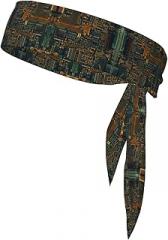 BLWSLC Circuits on Electronic Boards Printed Double-Sided Sports Bandana with Double-Sided Drawstring Suitable for Tennis Running and Yoga