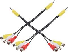 3pcs Av Video Adapter Cable 3.5mm to 3 Female Audio Connect Cord Satellite Tv Receiver Extension Cable for Tv Tuner Electronics