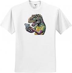 3dRose, Funny Cool T-rex Dinosaur Reading with Electronic Reader Book Graffiti, T-Shirt