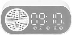 PUSOKEI Digital Alarm Clock Radio,Bluetooth V5.0 HiFi Speaker Mirror Clock Dual Alarms Snooze FM Radio,Micro USB 1600mAh Battery,Bedside Clock for Bedrooms