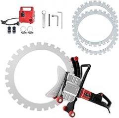 9800W Electric Concrete Cutting Saw, Cut Depth 11.81IN, Adjustment-free Handheld Reinforced Concrete Cutting Saw, Water Fed Dust Suppression, for Granite, Steel Bars, Stone (US Plug)