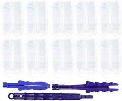 CLISPEED Furniture and Car Duster Set with Extendable Handle, 1 Short + 1 Long Handle, 20 Replaceable Non-Woven Dusting Heads, Household and Office Microfiber Dust Removal Tool for Interior