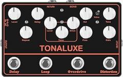 4-in-1 Music Synthesizer Guitar Effects Pedal – Distortion, Overdrive, Loop & Delay Multi-Effects Analogue for Electric Guitar, DC 9V