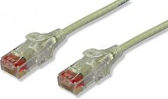OLG20PGYC-050 Ultra Slim 28 AWG Mini CAT6 Patch Cord, 50 ft. Gray Optilink Reduced Diameter 28AWG Ethernet Cable with Clear Boots. Made in The USA.