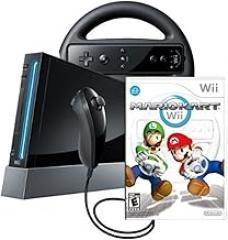 Wii Console with Mario Kart Wii Bundle - Black (Renewed)