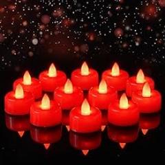 Amagic 24 Pack Red Flameless LED Tea Lights Candles Battery Operated, Electric Fake Tealight Candles for Votive, Wedding, Table Centerpiece, Party, Aniversary, Proposal, Halloween, Christmas