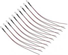 Prewired Electronic Led Light Diodes, High Brightness, 10 Pieces for DIY Decoration, Teaching, 5mm Light Emitting Diodes (Light)