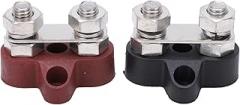 Battery Power Distribution Terminal, M8 Thread, DC48V 80A, Red and Black, 2pcs - Durable Stainless Steel, Stable Current Transmission, Vehicle Electronic Use