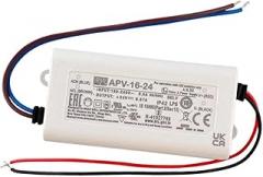 APV-16-24 High-Efficiency LED Driver 16.08W 24V 0.67A - 80% Efficient, Universal Input 90-264VAC, Constant Voltage, IP42 Rated, -30°C to +70°C - for LED Lighting & Electronics