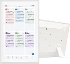 15.6 Inch Smart Digital Calendar Wall Desk Planner Electronic Chore Chart Family Planner 1080P Interactive Touch Screen Photo Frame White Frame for Family Schedules Routines (US Plug)