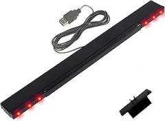 Tuboopy Wii Sensor Bar Replacement for Nintendo Console - Wired USB Infrared IR Light Stand for Wii U Motion Ray Dolphin（Black）