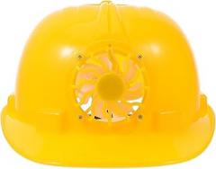 FRCOLOR Solar Hard Hat with Cooling Fan, Yellow Safety Helmet for Construction Workers, Ventilated Outdoor Work Hardhat with Sunshade Protection