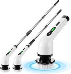 Electric Spin Scrubber, Cordless Cleaning Brush Waterproof with 9 Replaceable Brush Heads, 1.5H Power Dual Speed, Shower Scrubber with Extension Handle for Bathroom Tub Tile Floor Car