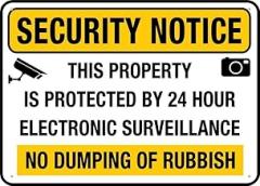 Security Notice This Property is Protected by 24Hr Electronic Surveillance Vintage Tin Metal Warning Sign 12x8 Inch, Wall Decor for Home Office Garage Farm Bar Coffee Shop Club Retro Style