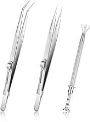 3 Pcs Piercing Ball Grabber Tool Set, Precision Gem Tweezers Jewelry Tweezers, Claw Pick up Tool Locking Tweezer For Tiny Objects IC Chip Electronic Components