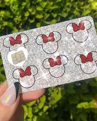 ExotixCard Sticker Ultra Bling Debit - Credit Skin Shiny Removable Cover Especially Bright Card Back Information, Protecting - No Bubble, Slim, Waterproof Card Cover Silver Design (Mouse)