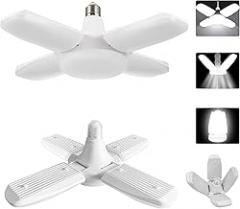 YWD LED Garage Lights 2Pack, 60W Deformable Led Ceiling Lighting 6000LM E26/E27 Daylight 6500K Super Bright Light Adjustable for Workbench, Barn, Warehouse