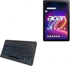 BoxWave Keyboard Compatible with Acer Iconia Tab P11 - SlimKeys Bluetooth Keyboard - with Backlight, Portable Slim LED 7 Colors - Jet Black