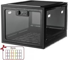 Lalifebuss Combination Lock Boxes for Personal Items, Lockable Storage Box for Office Locker/School/Medicine/Snacks/Phone Jail/Electronic/Home (1 Pack/Black)