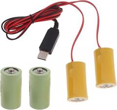 2in1 D Battery Eliminators USB Power Supply Replace 3V LR20 D Batteries for Clock Toy Camera Christmas Strips Light Electric Clock Adapter Electronic Device Portable Adapter Toy