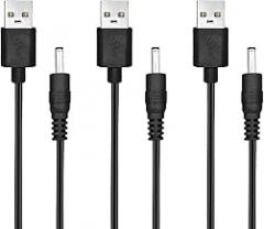 3-Pack 3.3FT USB to 5V DC Charger Cable | USB to DC 3.5mm x 1.35mm Barrel Jack Adapter for Electronics | Replacement Charging Cable for Small Devices,Black