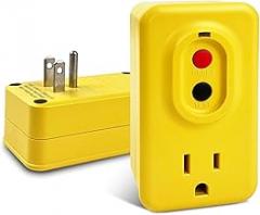 EP GFCI Adapter, 15 AMP Grounded 3-Prong Single Outlet for Indoor Use with Manual Reset, UL Listed, Yellow, 1 Pack