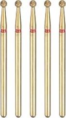 HARFINGTON 5pcs 200-230 Grits Diamond Grinding Bit 2.5mm Ball Head 2.35mm Shank 2.5mm Length Titanium Plated Stone Sanding Drill Bits Rotary Tool for Nails Grinding Polishing