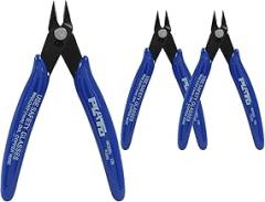 Murtenze 3 Pack 170ii Wire Flush Snips Micro Wire Cutters, Blue Nippers Diagonal Cutters 3D Printer Filament Pliers Tool for Cutting Electronics,Wires(5 Inch, Dark Blue)