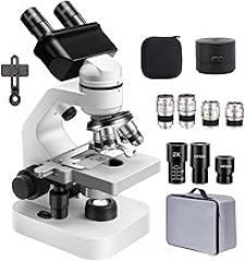 Microscope 40x-2000/5000x Binocular Microscope Wf10x And Wf25x Eyepieces, Dual Led Illumination,360° Rotation, For School Home Lab Education (Electronic Eyepiece+Phone Holder+Storage Bag) ,5000x