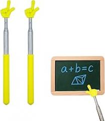 2 Pcs Telescopic Teacher Pointer Stick, Retractable Finger Hand Pointer for Classroom, Extendable Pointing Stick for School Presentations & Interactive Learning (Yellow, 2Pcs)