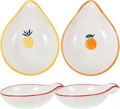 Milisten Ceramic Spoon Holder Set 4pcs with Pineapple Strawberry Orange Prints, Multi-function Spoon Rest for Kitchen and Dining Table, Heat-resistant Utensil Rest for Stove and Countertop
