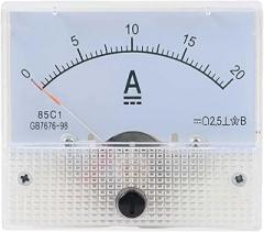 Analog Panel Meter DC Voltmeter Gauge 0-30V 0-5A 0-10A Insulated Safety Ammeter for Automotive Circuit Tester Panel Mount Electronic Measurement Gauge with 55mm x 50mm Hole Size（0-20A）