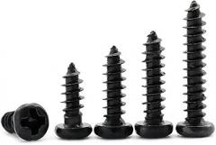 M2.3 M2.6 M2.8 M3 M3.5 M4 Round Head Self Tapping Screws Black Round Head Electronic Small Screw Self-Tapping Screws(M3x5-20pcs)