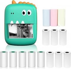 Ymiko Mini Thermal Printer Portable Sticker Maker Photo Printing for iOS Students Professionals Green (7)