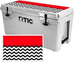 MightySkins (Cooler Not Included) Skin Compatible with RTIC 65 Cooler Lid (2017 Model) - Red Chevron | Protective, Durable, and Unique Vinyl Decal wrap Cover | Easy to Apply | Made in The USA