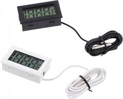 2pcs Embedded Digital Electronic Thermometers Temperature Gauge for Refrigerator Freezer, Black and White, Accurate Measurement for Home and Industrial Use