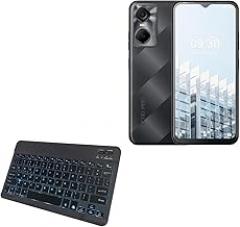 BoxWave Keyboard Compatible with Tecno Pop 6 - SlimKeys Bluetooth Keyboard - with Backlight, Portable Slim LED 7 Colors - Jet Black