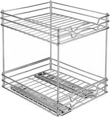 Milisten Double Layer Pull out Spice Organizer Rack, 9-inch Chrome Metal Sliding Seasoning Storage Stand for Kitchen Pantry Cabinets