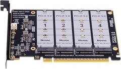 cablecc PCIE Express 5.0 Gen5 Gen4 X16 Detachable Bifurcation Raid Card to 4X NVME M.2 NGFF SSD VROC Raid0 Hyper Adapter