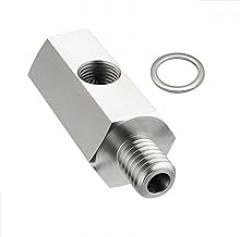 Oil Pressure Sensor Tee to NPT Adapter Turbo Supply Feed Line Gauge Stainless Steel 1/8 BSPT Fitting Pressure Switch Gauge Turbo Supply Feed line Connector for Most Cars SUVs Trucks (1pcs,A)